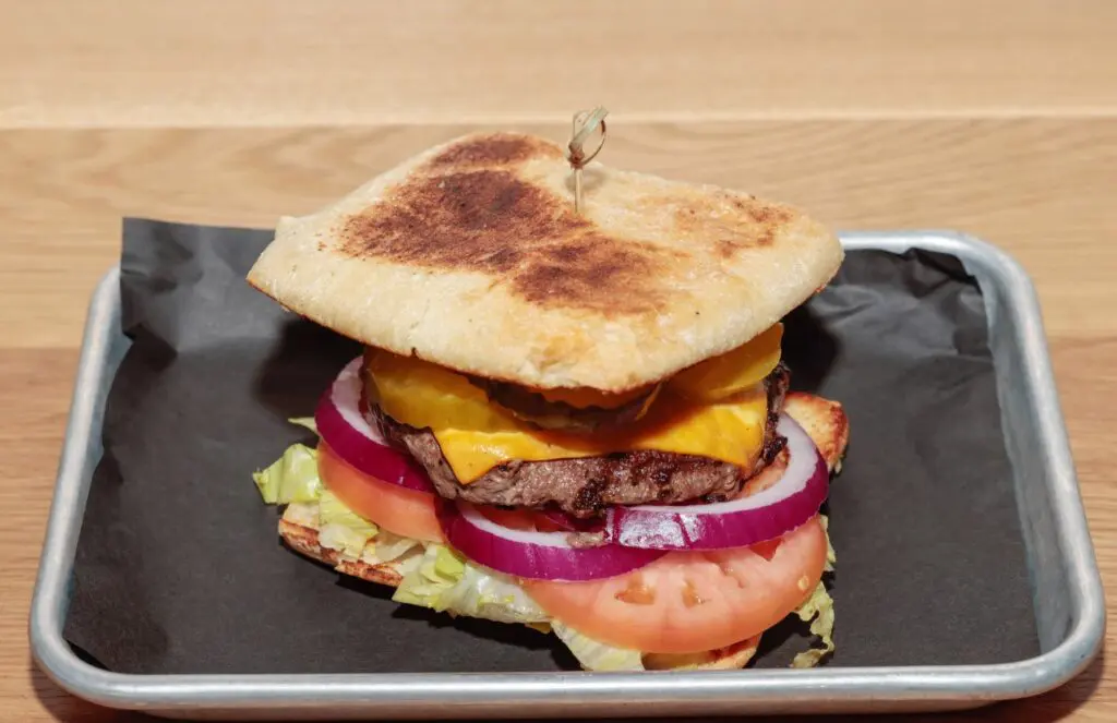 A beautiful delicious square burger